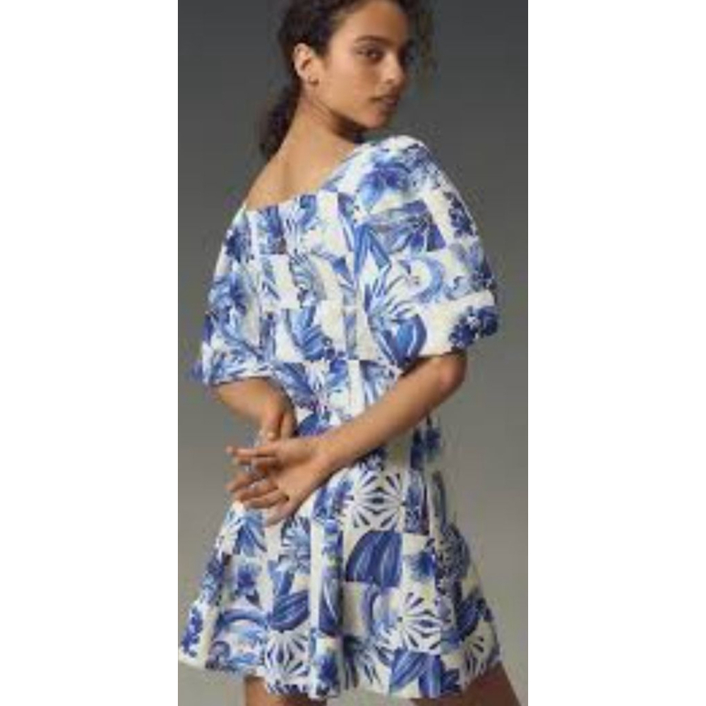 NEW without tags FARM Rio Blue and White Floral Mini Dress